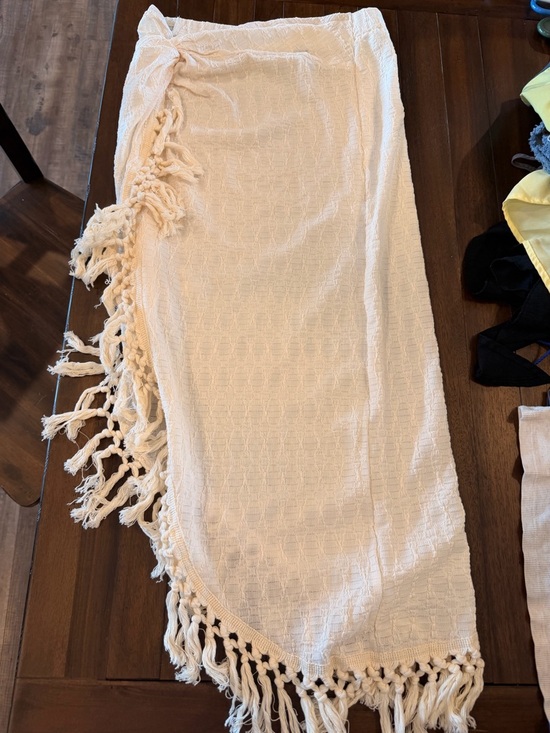 SHEIN Other - SHEIN Cream Tassel Fringe Swim Sarong